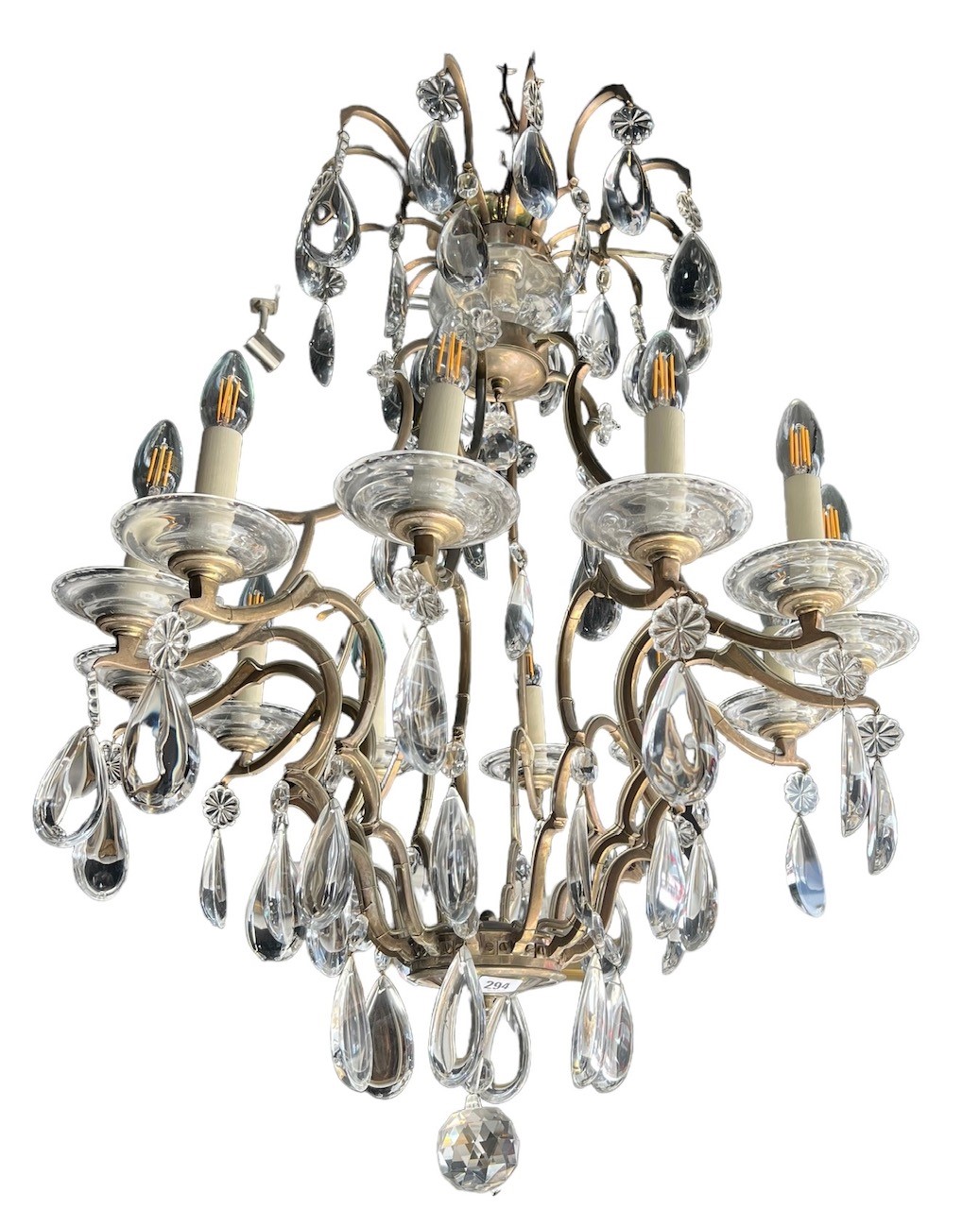 VAUGHAN LABADIE CHANDELIER, A LARGE GILT METAL AND GLASS TWELVE BRANCH CHANDELIER Retail price £ - Image 2 of 2