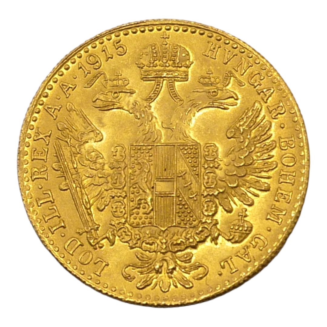 AUSTRO-HUNGARIAN 23.75CT FINE GOLD, FRANCIS JOSEPH I, 1 DUCAT COIN, DATED 1915. (diameter 20mm, 3. - Image 2 of 2