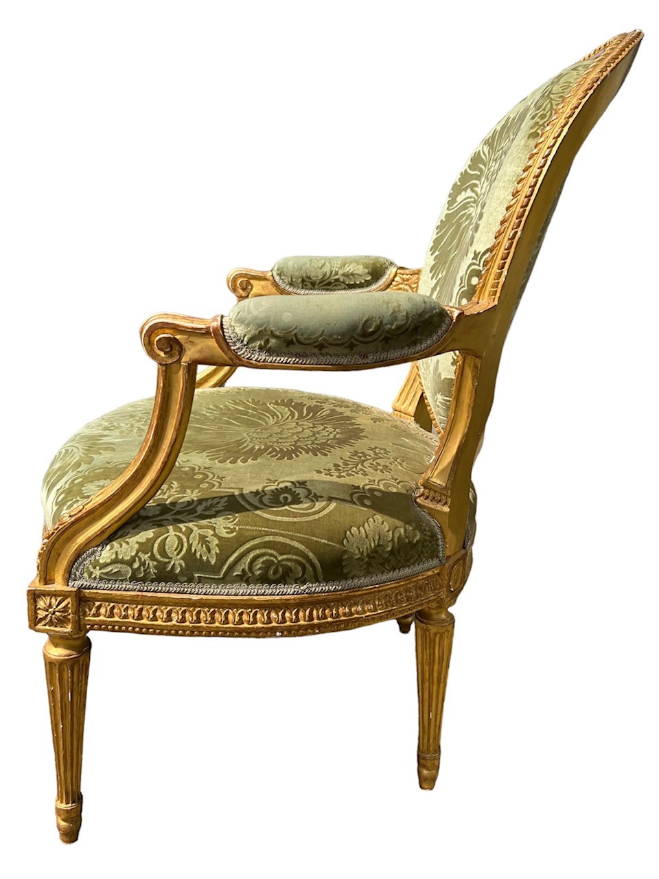 LOUIS DELANOIS, AN 18TH CENTURY FRENCH LOUIS XVI CARVED GILTWOOD ARMCHAIR With oval padded back, - Image 6 of 8