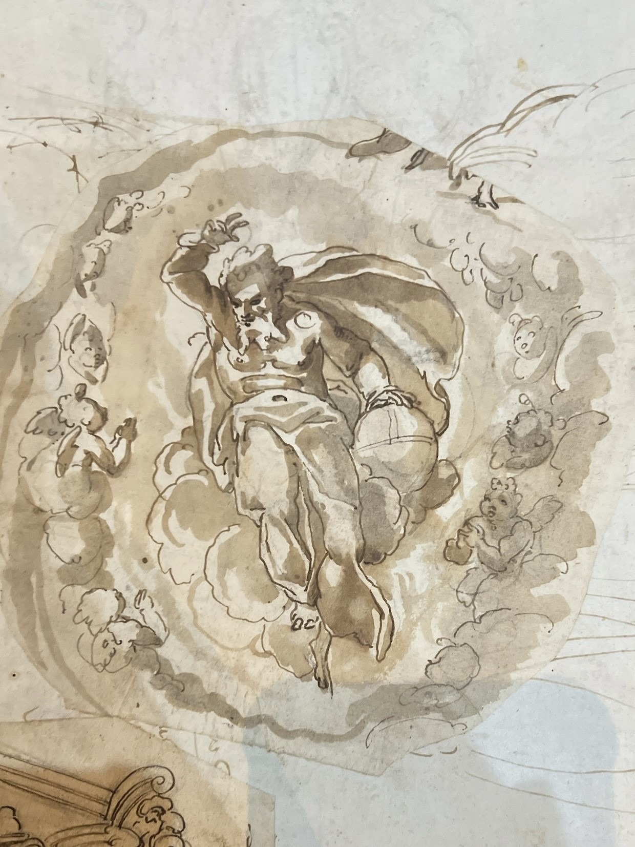 MANNER OF LUCA GIORDANO, NAPLES, 1634 - 1705, 17TH CENTURY ITALIAN PEN, INK AND WASH DRAWING - Image 2 of 3