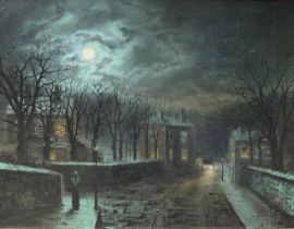 JOHN ATKINSON GRIMSHAW (BRITISH, 1836-1893) 19th century oil on canvas.Titled Under the Silvery