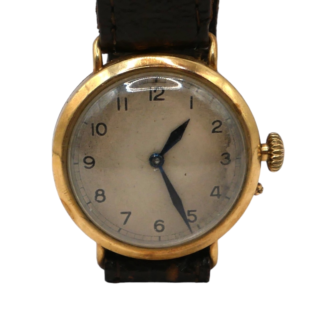 STAUFFER, SON & CO., A WWII PERIOD 9CT GOLD GENT’S WRISTWATCH, HALLMARKED LONDON 1944. (case - Image 3 of 3