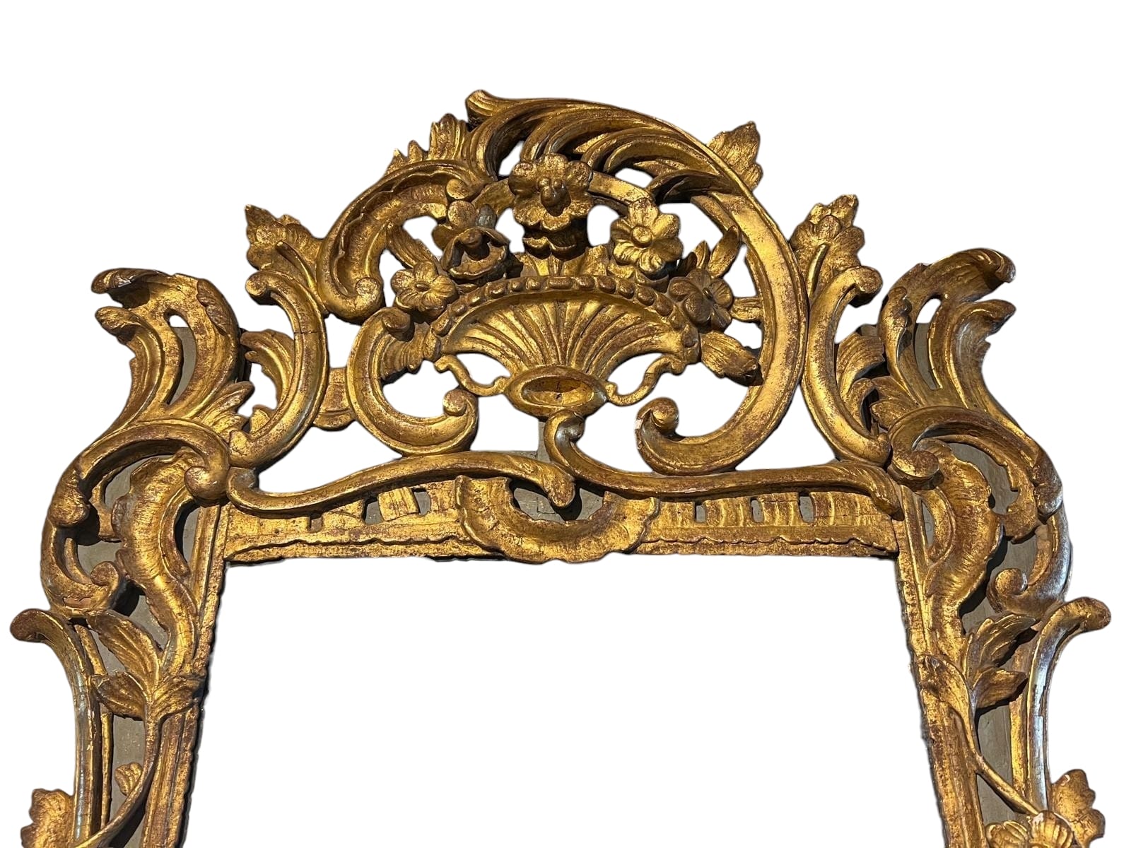 A LARGE 18TH CENTURY FRENCH LOUIS XV ROCOCO CARVED GILTWOOD AND PAINTED PIER MIRROR The framed - Image 2 of 8