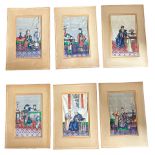 A SET OF SIX 19TH CENTURY CHINESE GOUACHE ON RICE PAPER, INTERIOR SCENE, FIGURES AND ATTENDANTS