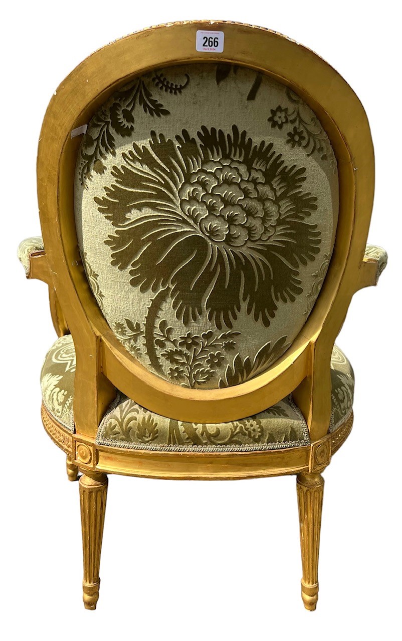 LOUIS DELANOIS, AN 18TH CENTURY FRENCH LOUIS XVI CARVED GILTWOOD ARMCHAIR With oval padded back, - Image 5 of 8