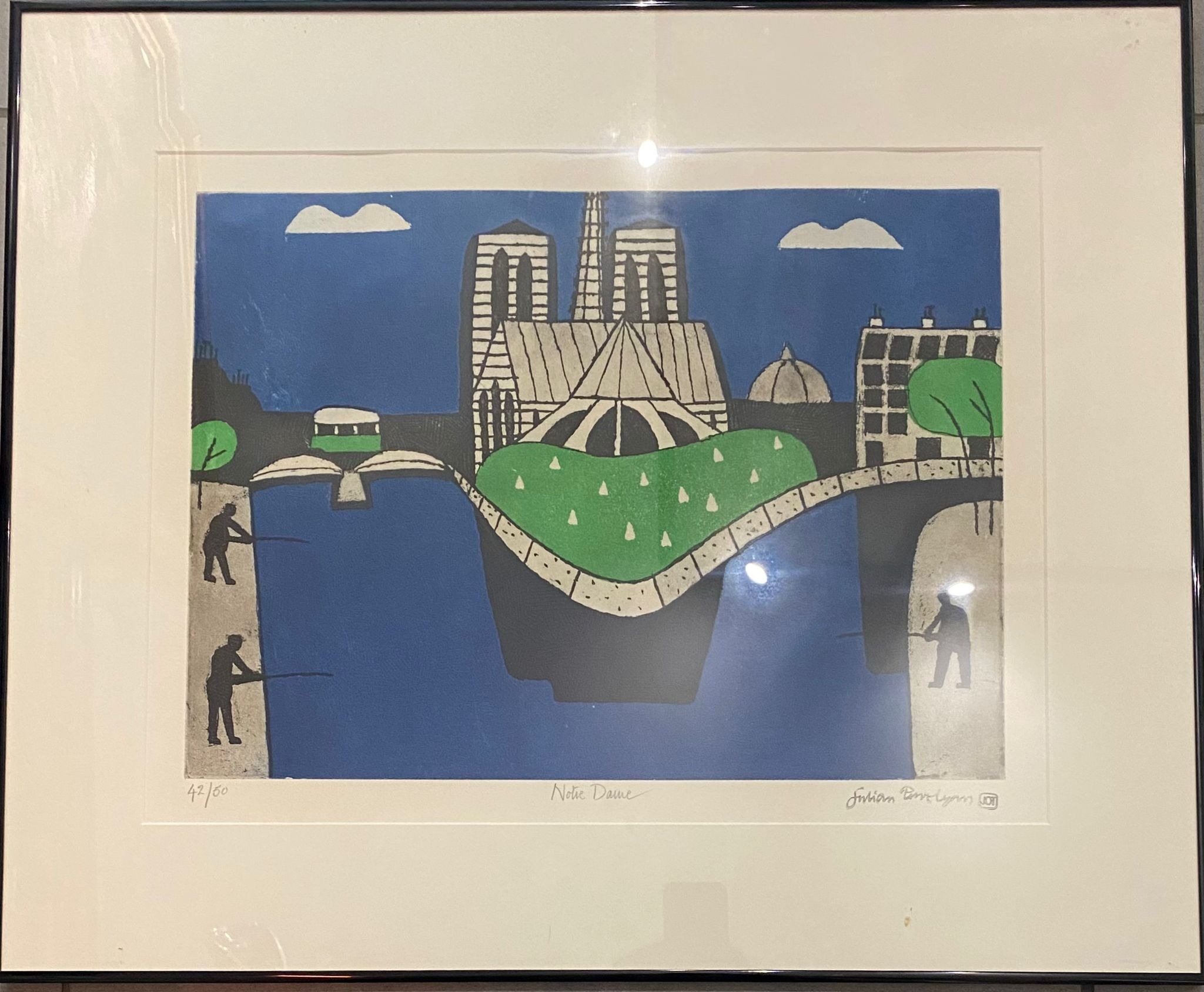 JULIAN TREVELYAN, BRITISH, 1910 - 1988, A LIMITED EDITION COLOURED ENGRAVING Titled ‘Notre Dame’, - Image 2 of 6