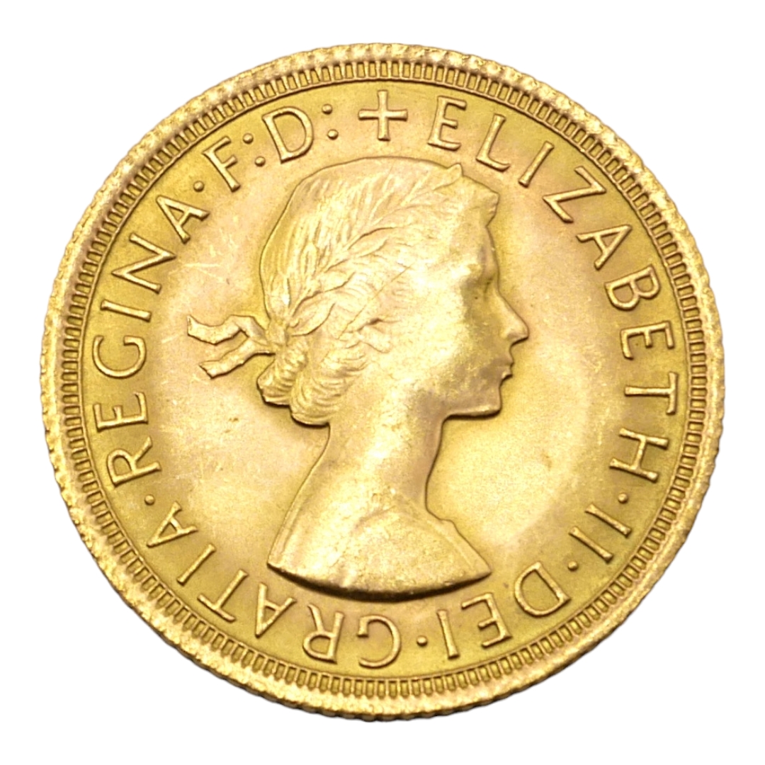 A 22CT GOLD ELIZABETH II FULL SOVEREIGN, DATED 1968. (diameter 22mm, 8g) - Image 2 of 2