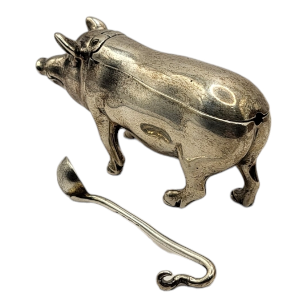 JOSEPH BRAHAM. A FINE 19TH CENTURY VICTORIAN NOVELTY MUSTARD POT IN THE FORM OF A PIG, HALLMARKED - Image 4 of 4