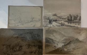 A COLLECTION OF FOUR 19TH CENTURY BRITISH DRAWINGS To include manner of John Constable, pencil