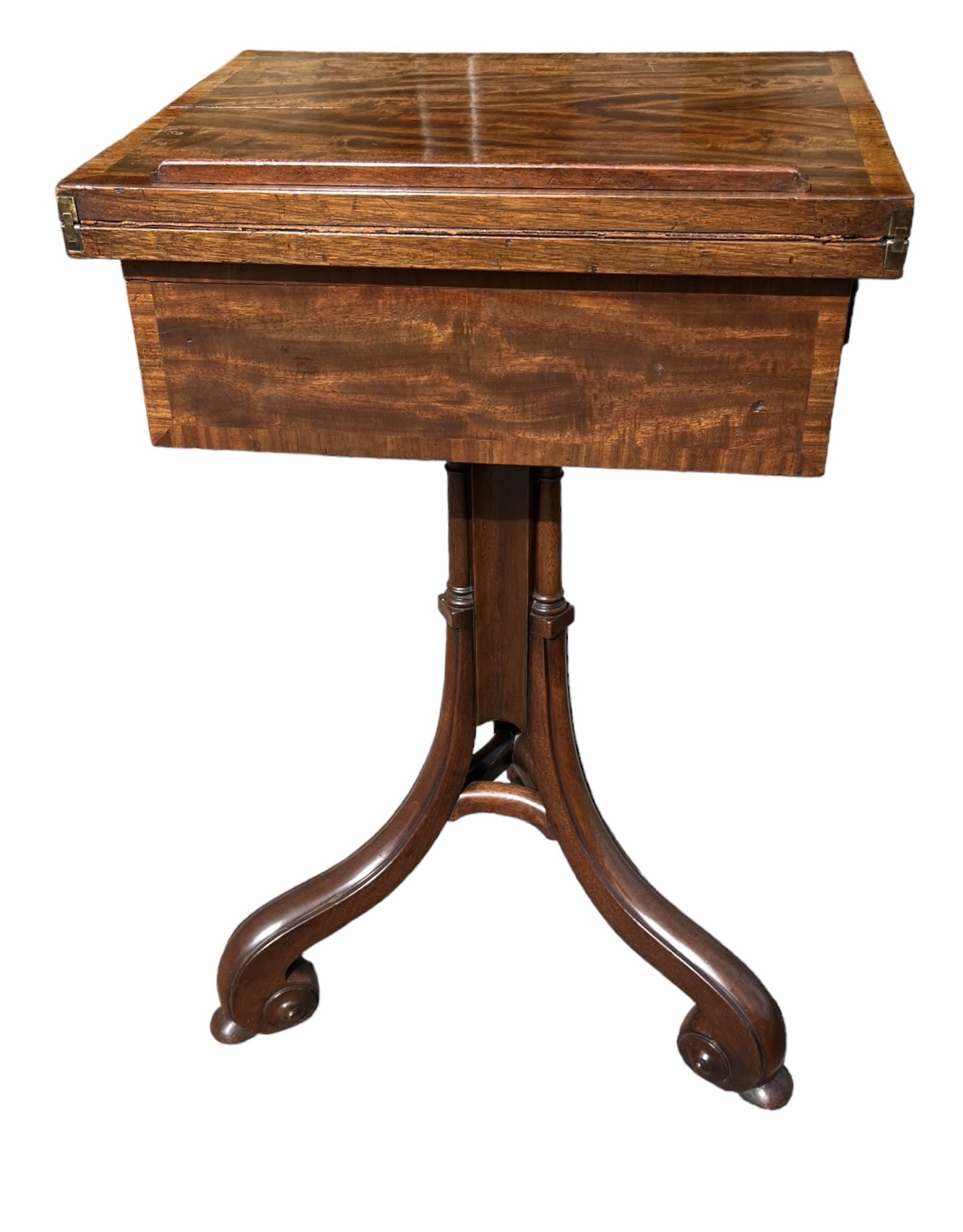 A GEORGE III MAHOGANY PEDESTAL ADJUSTABLE READING/WRITING TABLE The hinged folding top opening to - Image 12 of 12