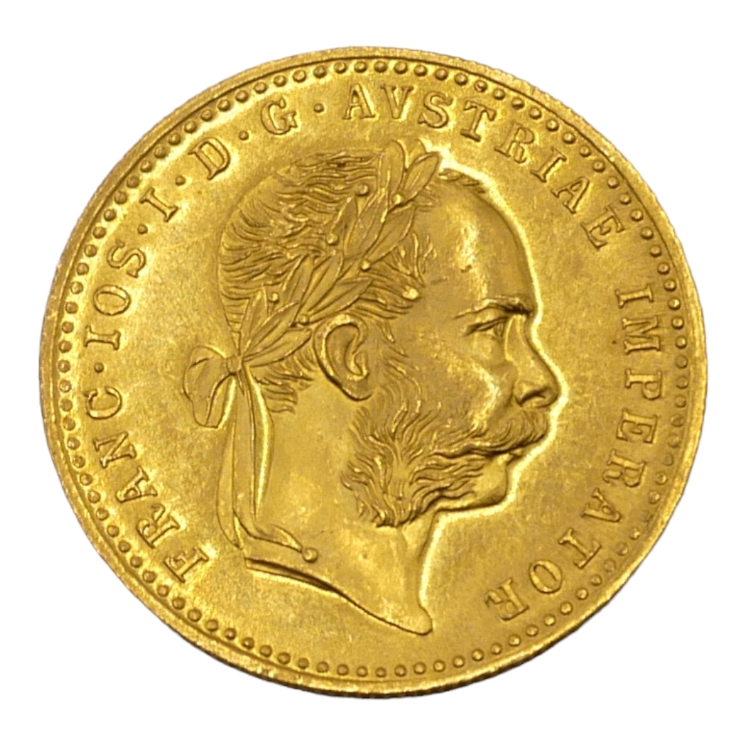 AUSTRO-HUNGARIAN 23.75CT FINE GOLD, FRANCIS JOSEPH I, 1 DUCAT COIN, DATED 1915. (diameter 20mm, 3.