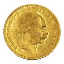 AUSTRO-HUNGARIAN 23.75CT FINE GOLD, FRANCIS JOSEPH I, 1 DUCAT COIN, DATED 1915. (diameter 20mm, 3.