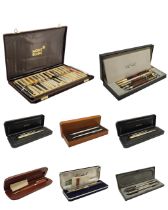 A COLLECTION OF 29 FOUNTAIN PENS, BALLPOINT PENS & PENCILS, TO INCLUDE EXAMPLES FROM MONT BLANC,