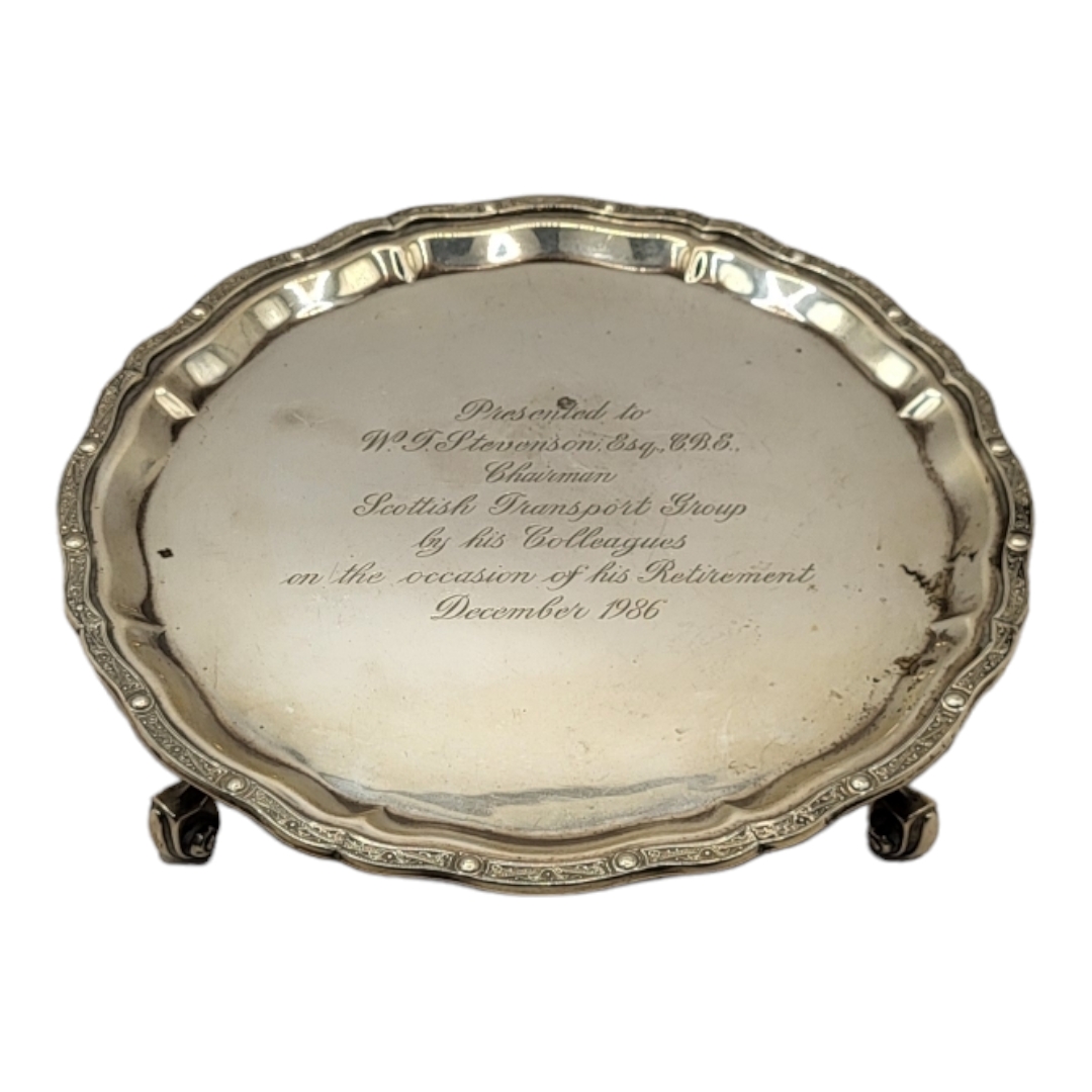 J.B. CHATTERLEY & SONS LTD, A VINTAGE SILVER CARD TRAY, HALLMARKED BIRMINGHAM, 1983 Chased Celtic - Image 4 of 4