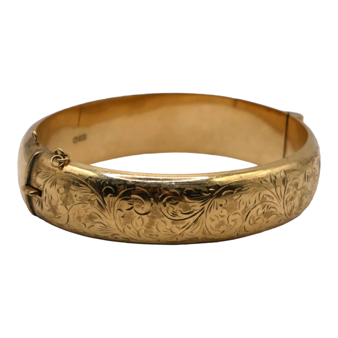 CROPP & FARR LTD, A VINTAGE 9CT GOLD YELLOW GOLD BANGLE, HALLMARKED BIRMINGHAM, 1976 Ovalesque form, - Image 2 of 2