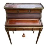 A 19TH CENTURY FRENCH LADIES’ MAHOGANY AND GILT METAL MOUNTED WRITING BUREAU DESK Having a
