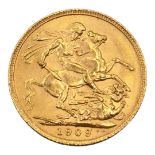 A 22CT GOLD GEORGE V FULL SOVEREIGN, DATED 1909. (diameter 22mm, 8g)