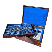 JOHN ROUND & SON LTD, A CASED VICTORIAN SILVER CANTEEN OF CUTLERY, 82 PIECES, HALLMARKED