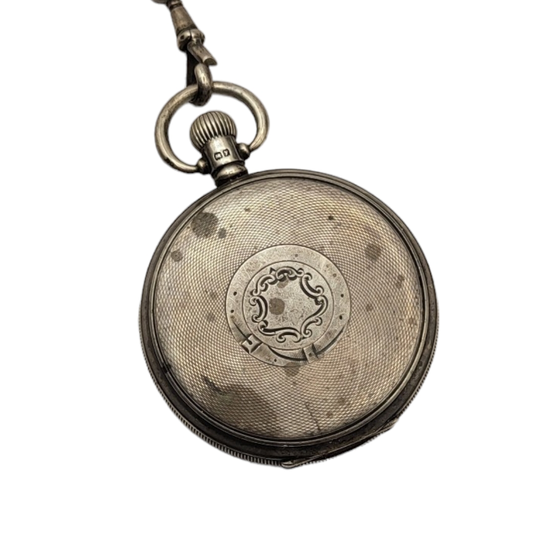 AMERICAN WALTHAM WATCH CO., MASSACHUSETTS, A SILVER DOUBLE HUNTER WALTHAM POCKET WATCH & SILVER - Image 3 of 4