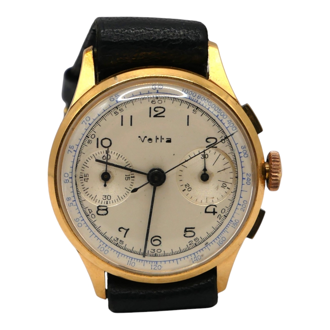 VETTA, 18CT YELLOW GOLD CASED WRISTWATCH Having silver dial, black steel hands, Arabic numerals in - Image 4 of 4