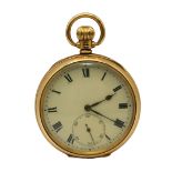 DENNISON WATCH CASE CO., AN ART DECO PERIOD, 18CT YELLOW GOLD OPEN FACED POCKET WATCH, HALLMARKED