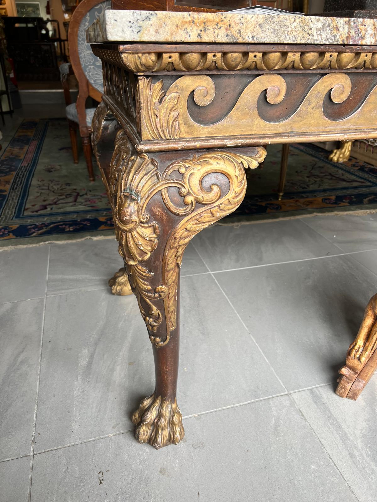 MANNER OF WILLIAM KENT, AN 18TH CENTURY CARVED WALNUT AND PARCEL GILT CENTRE TABLE The coloured - Image 16 of 39