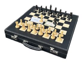 JAQUES OF LONDON & GEOFFREY PARKER, BESPOKE 21ST CENTURY CARVED BOXWOOD CHESS SET, CELEBRATING THE