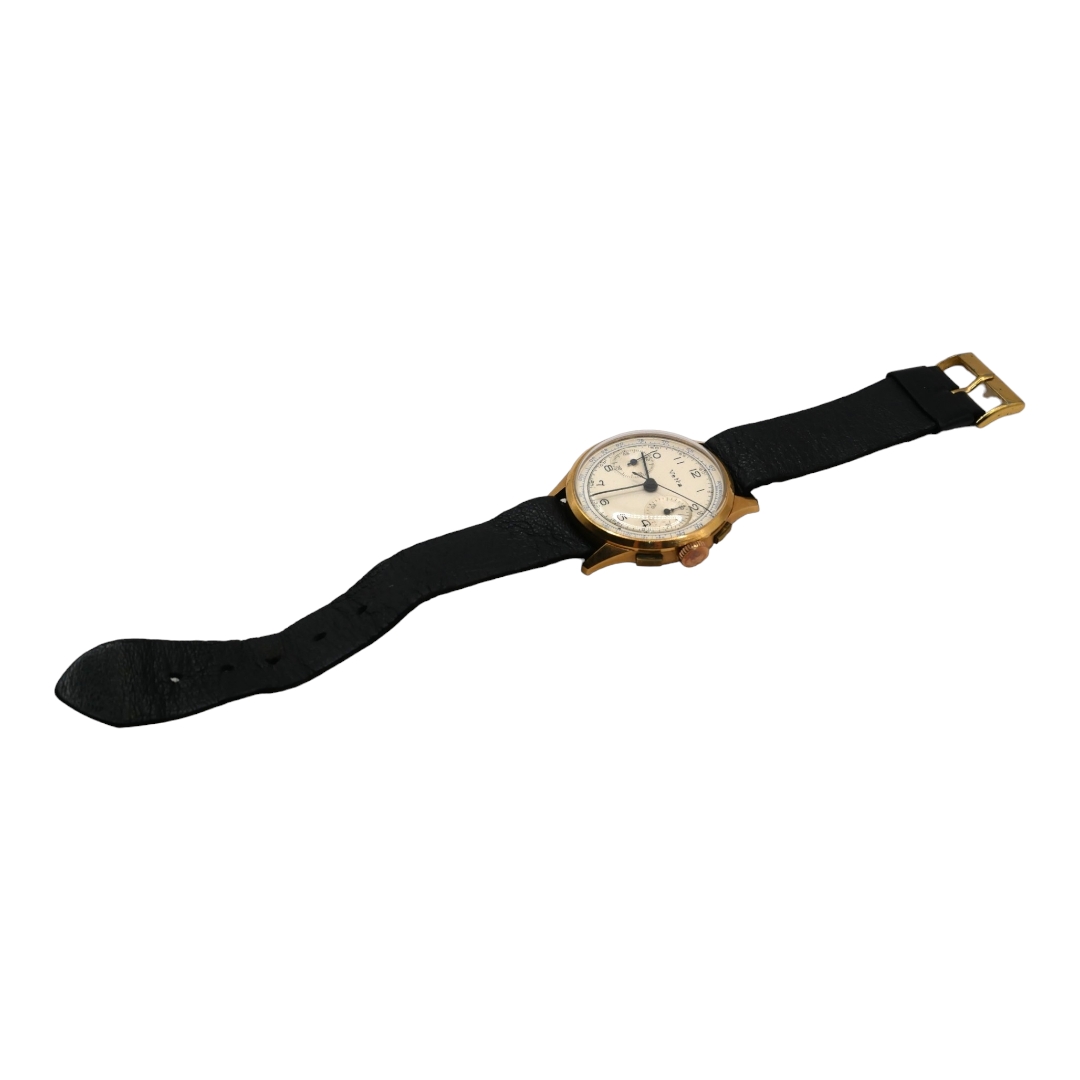 VETTA, 18CT YELLOW GOLD CASED WRISTWATCH Having silver dial, black steel hands, Arabic numerals in - Image 2 of 4