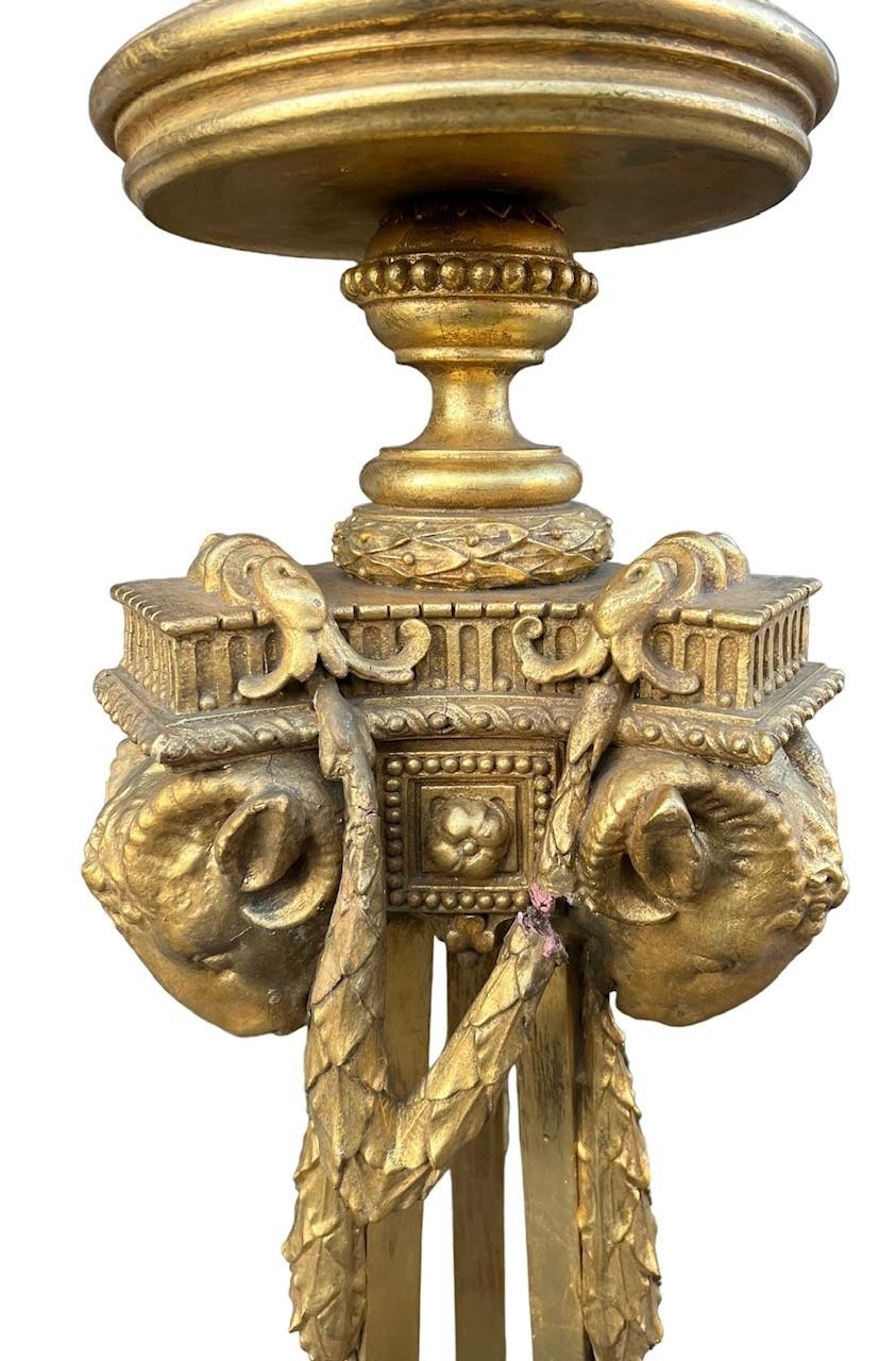 MANNER OF ROBERT ADAM, A PAIR OF 19TH CENTURY NEOCLASSICAL DESIGN CARVED GILTWOOD TORCHERE STANDS - Image 4 of 6