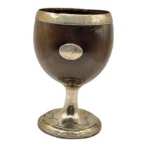 PROBABLY SAMUEL CRESPELL II, AN 18TH CENTURY GEORGE III SILVER COCONUT CUP Having applied silver