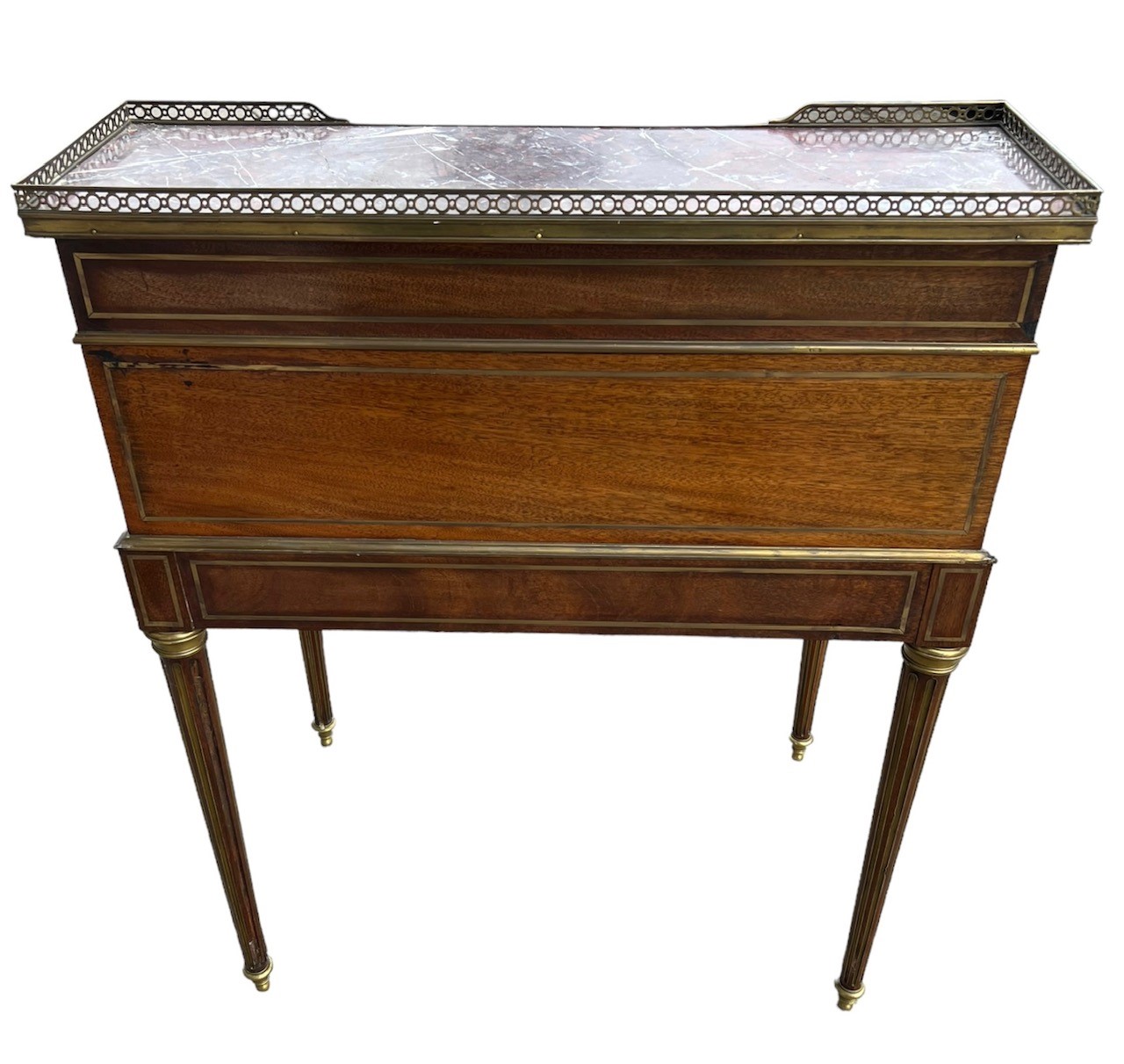 A 19TH CENTURY FRENCH LADIES’ MAHOGANY AND GILT METAL MOUNTED WRITING BUREAU DESK Having a - Image 8 of 9