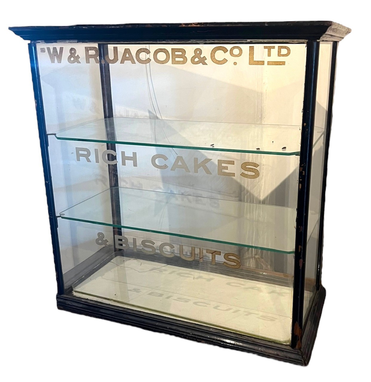 AN EARLY 20TH CENTURY W&R JACOBS & CO. LTD TABLETOP SHOP GLAZED CABINET Advertising rich cakes and - Image 3 of 3