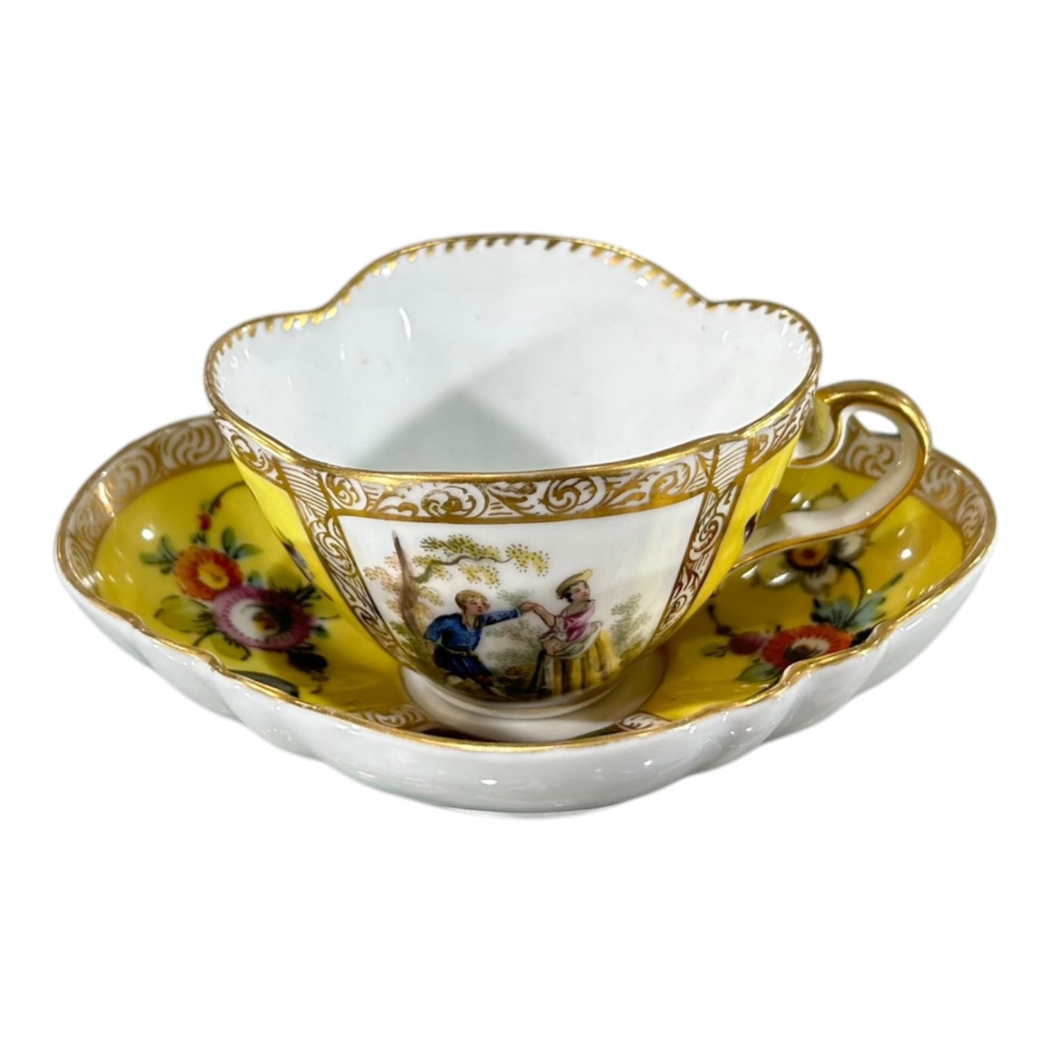HELENA WOLFSOHN, DRESDEN, A LATE 19TH CENTURY PORCELAIN QUATREFOIL CABINET CUP AND SAUCER, - Image 5 of 8