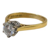 A VINTAGE 18CT GOLD AND DIAMOND SOLITAIRE RING Brilliant round cut diamond (approx. 5.5mm), having