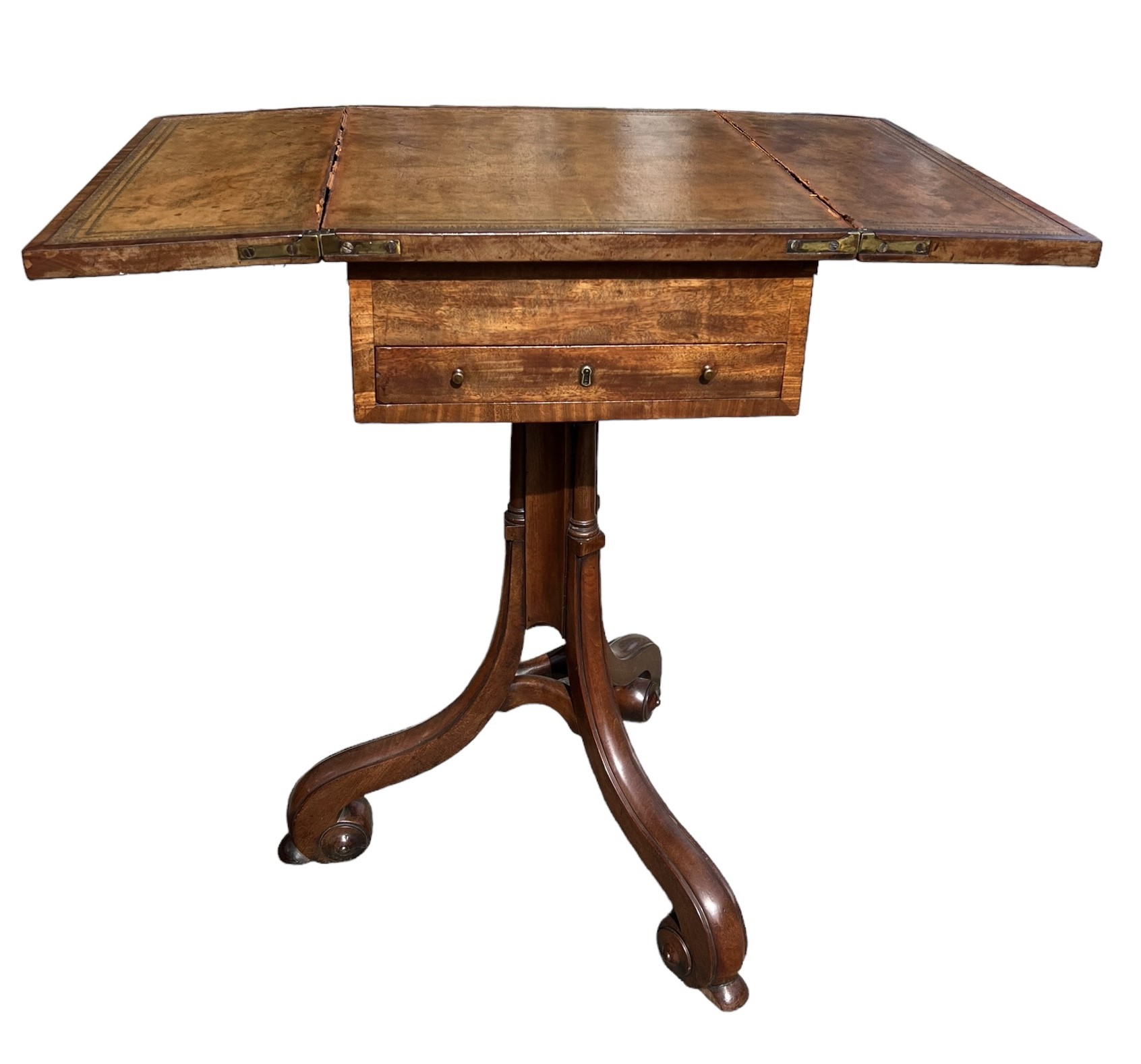 A GEORGE III MAHOGANY PEDESTAL ADJUSTABLE READING/WRITING TABLE The hinged folding top opening to - Image 2 of 12