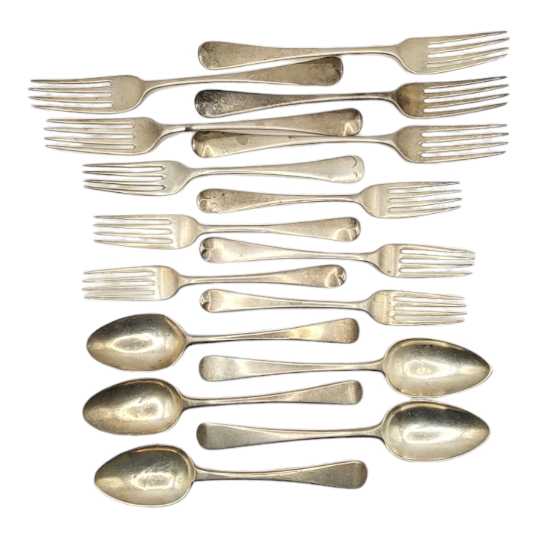 HANNAH NORTHCOTE, TWO GEORGIAN SILVER FORKS, HALLMARKED LONDON, 1798, TOGETHER WITH A COLLECTION