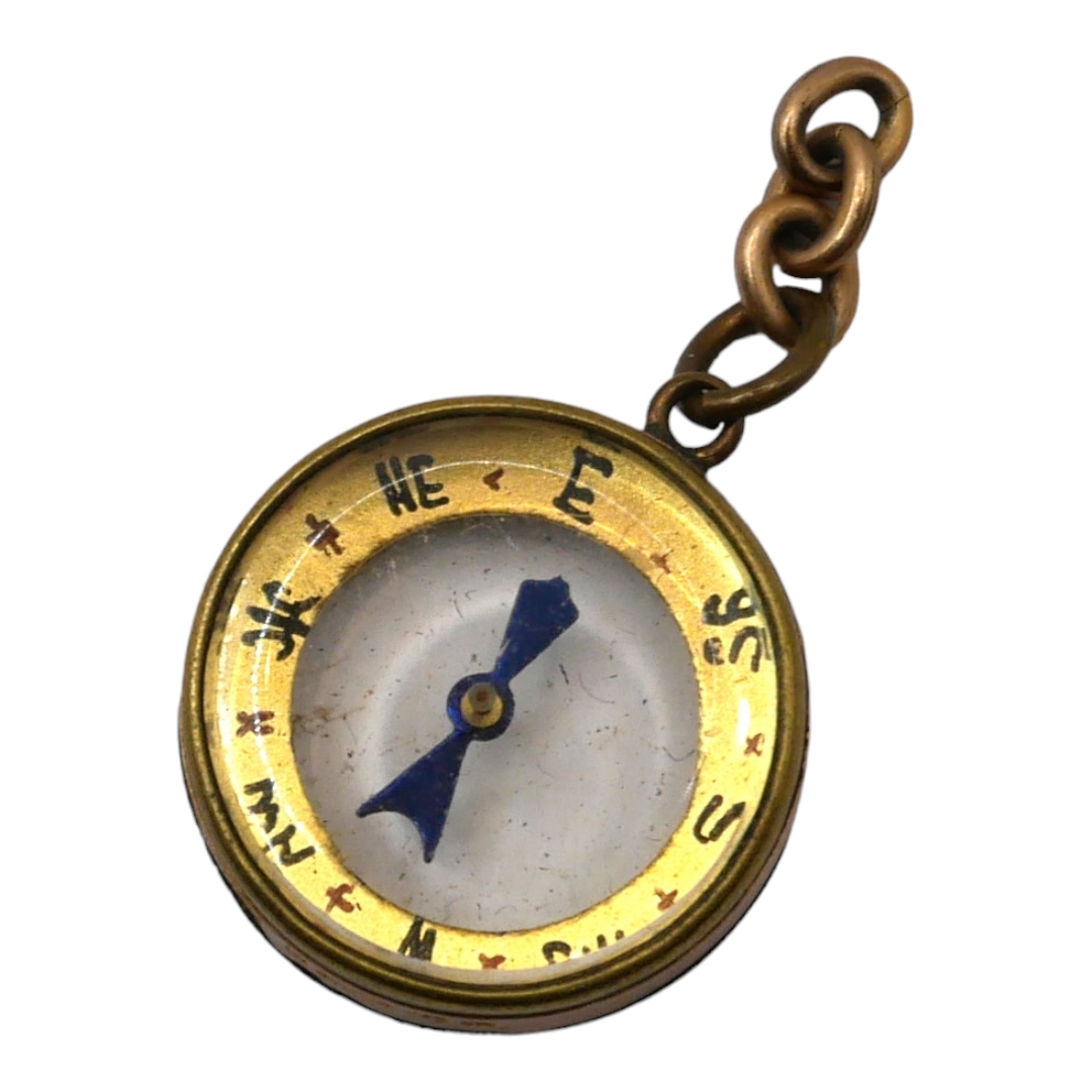 WILLIAM OAKLEY DAVIES, AN EDWARDIAN 9CT GOLD MOUNTED COMPASS, HALLMARKED BIRMINGHAM 1909. ( - Image 2 of 2