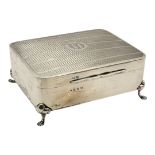 DANIEL MANUFACTURING COMPANY, AN ART DECO SILVER CASKET, HALLMARKED BIRMINGHAM, 1926 Engine turned