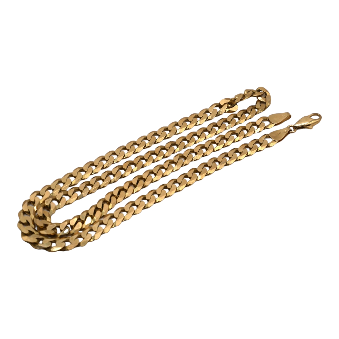 A 9CT GOLD FLAT CURB LINK CHAIN. (length 46.5cm, 23.2g) - Image 2 of 2