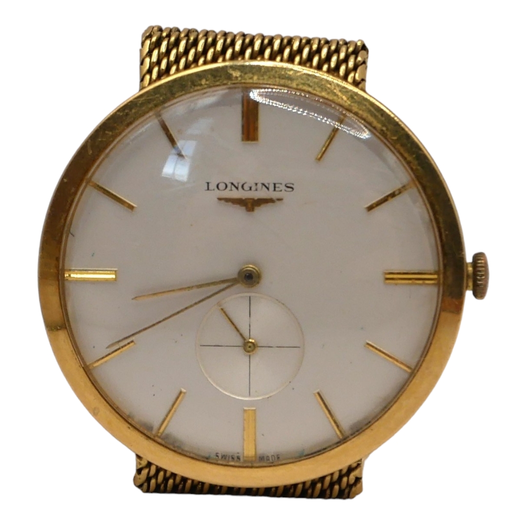 LONGINES, A VINTAGE 18CT YELLOW GOLD 19.4 CALBRE WRISTWATCH, CIRCA 1959, CASE & STRAP HALLMARKED FOR - Image 3 of 5
