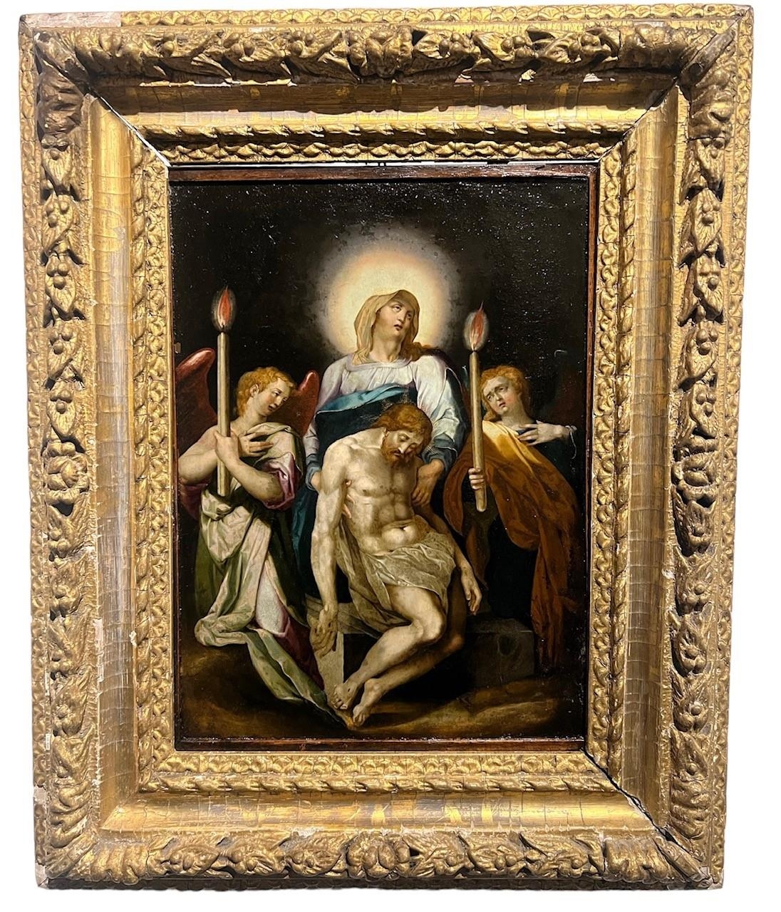 ATTRIBUTED TO TADDEO ZUCCARO, URBINO 1529 - 1566 ROME, 16TH CENTURY OIL ON COPPER Pietà between - Image 5 of 5