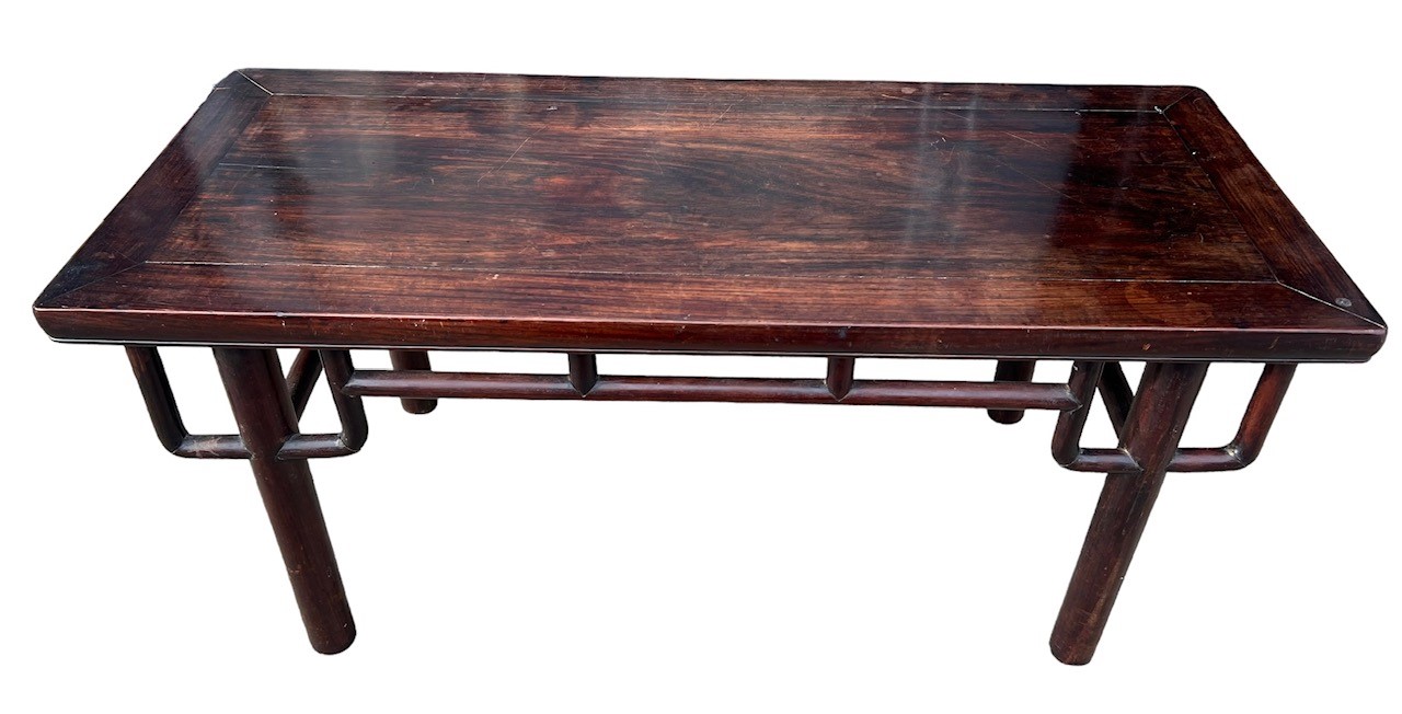 A RARE 17TH CENTURY CHINESE ZITAN LOW TABLE The single panelled top set within a rectangular frame - Image 6 of 15
