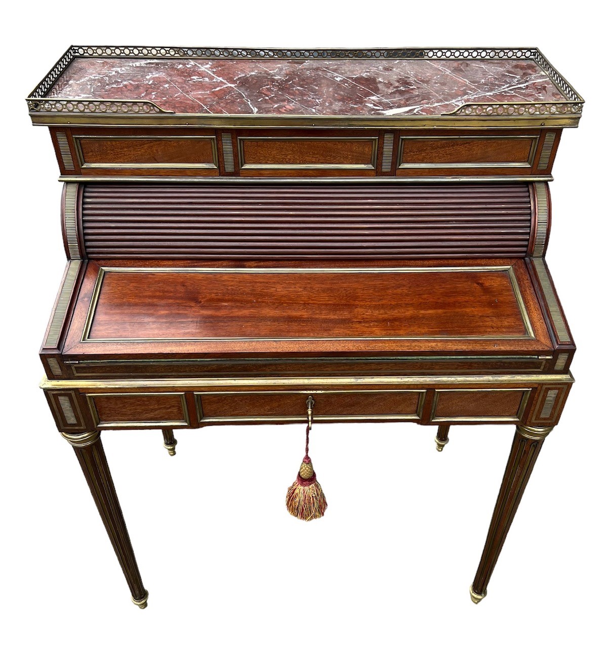 A 19TH CENTURY FRENCH LADIES’ MAHOGANY AND GILT METAL MOUNTED WRITING BUREAU DESK Having a - Image 2 of 9