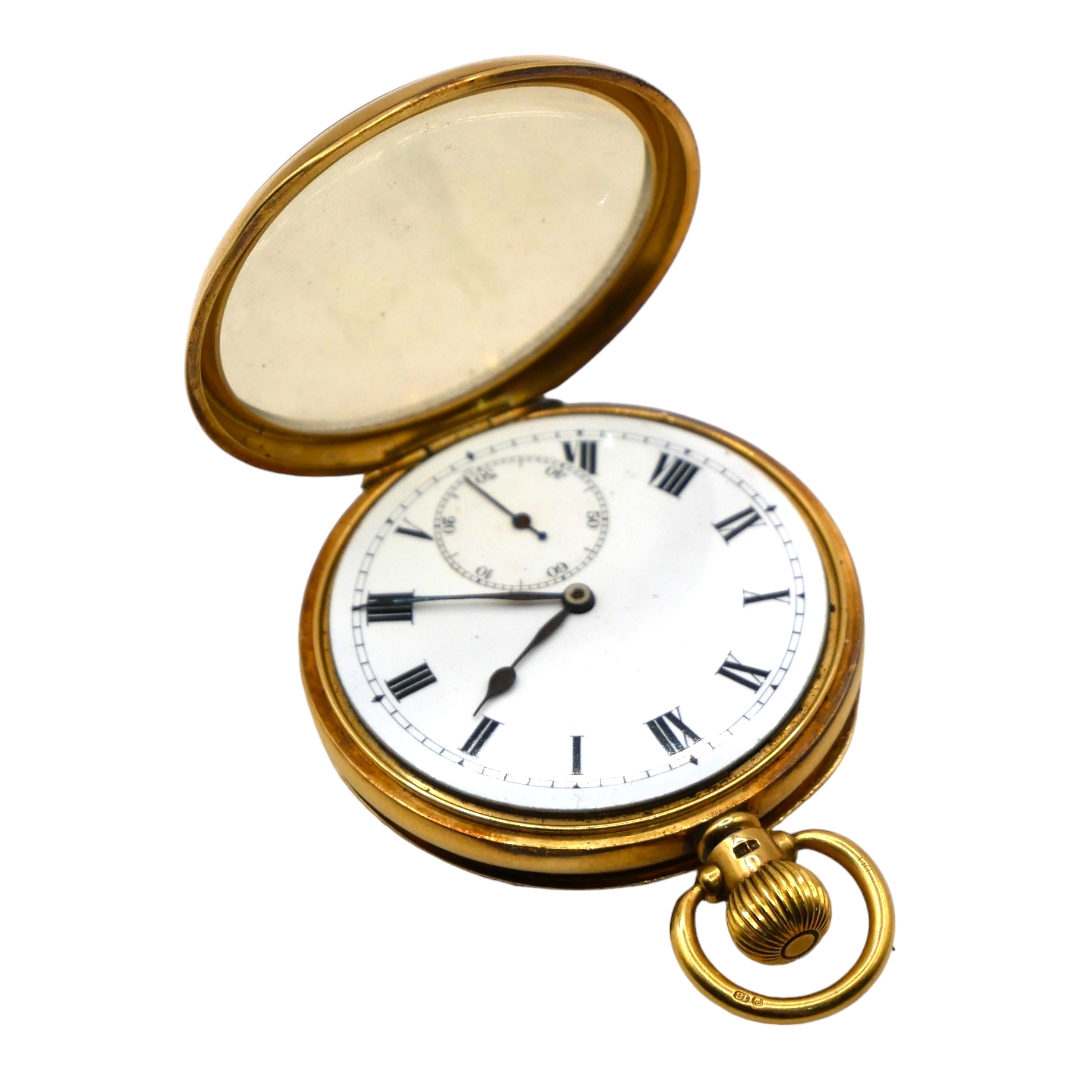 DENNISON WATCH CASE CO., AN ART DECO PERIOD, 18CT YELLOW GOLD OPEN FACED POCKET WATCH, HALLMARKED - Image 3 of 4