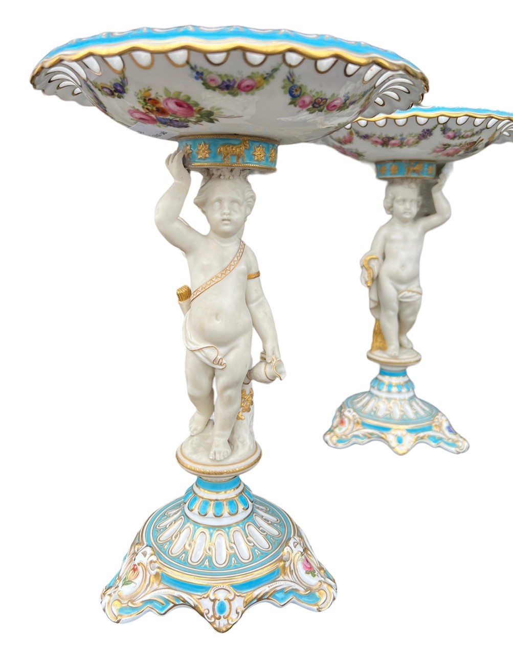 COPELAND, A FINE SET OF FOUR 19TH CENTURY HAND PAINTED PORCELAIN TAZZAS Representing the four - Image 3 of 8