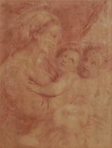 AFTER RAPHAEL, 1483 - 1520, AN 18TH CENTURY RED CHALK GROUP PORTRAIT Madonna and child with