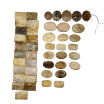 A COLLECTION OF FOSSIL CORAL BEAD NECKLACE SEGMENTS Each having a drill hole to centre. Condition: