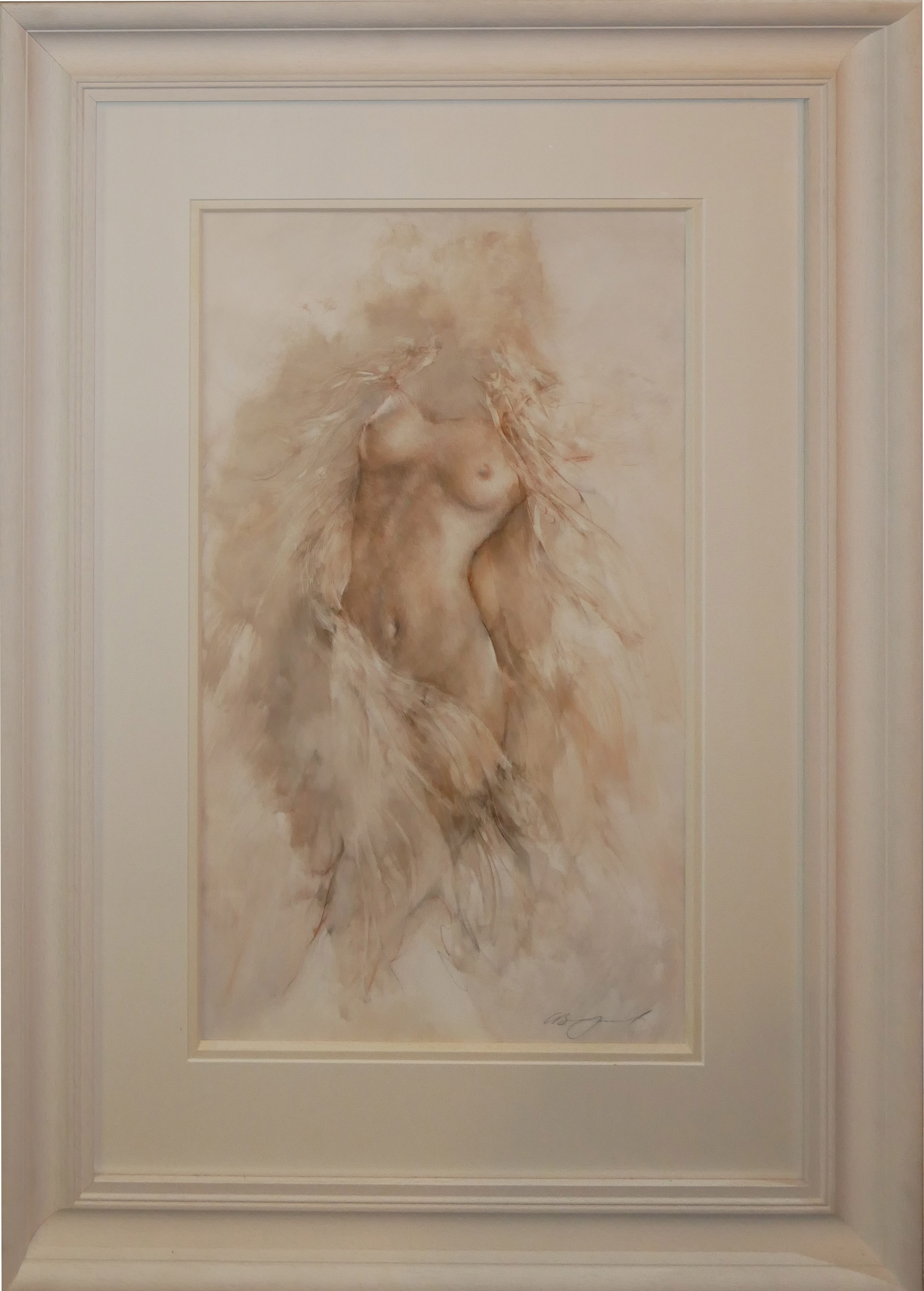 GARY BENFIELD, A 20TH CENTURY MIXED MEDIA FEMALE STUDY Torso portrait, wearing fine robes, signed in - Image 2 of 7