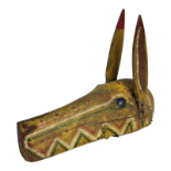 A 20TH CENTURY AFRICAN TRIBAL CARVED WOODEN 'BOZO HORSE 'MASK Protruding ears with elongated face