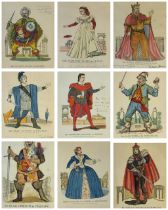 A SET OF VINTAGE AUTOGRAPHED HAND COLOURED THEATRICAL ENGRAVINGS Published by Waldo S. Lanchester of